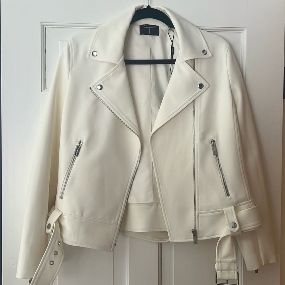 White jacket with belt